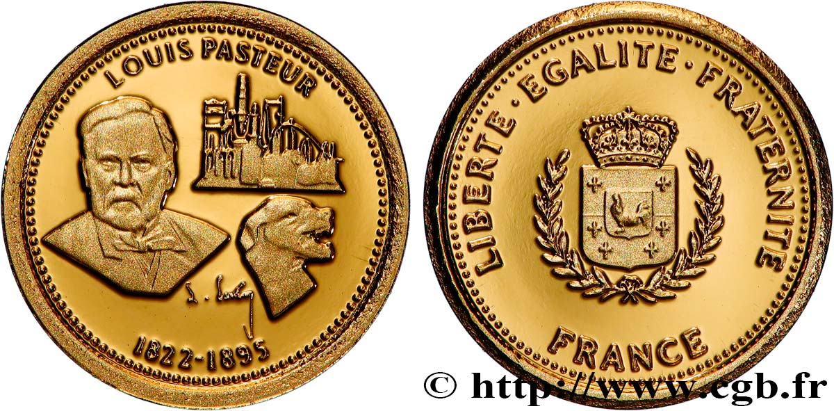 UNSERE GROSSEN MÄNNER Médaille, Louis Pasteur Polierte Platte