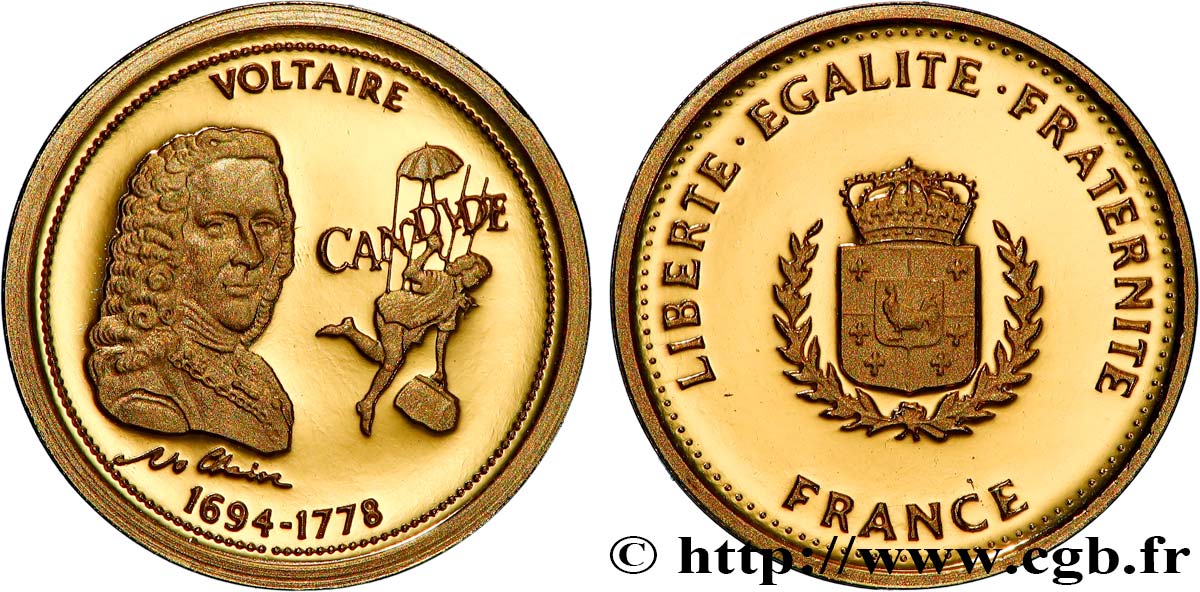 OUR GREAT MEN Médaille, Voltaire Proof set