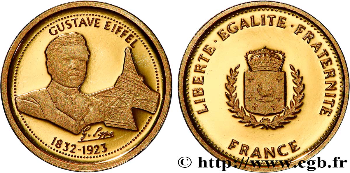 UNSERE GROSSEN MÄNNER Médaille, Gustave Eiffel Polierte Platte