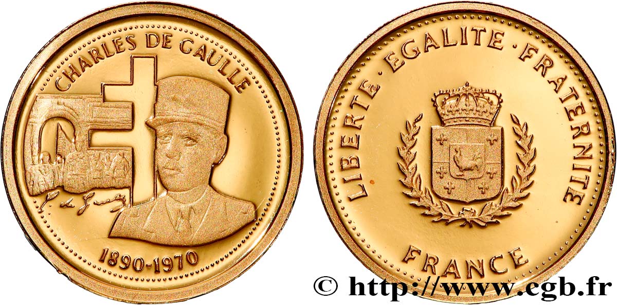 UNSERE GROSSEN MÄNNER Médaille, Charles de Gaulle Polierte Platte