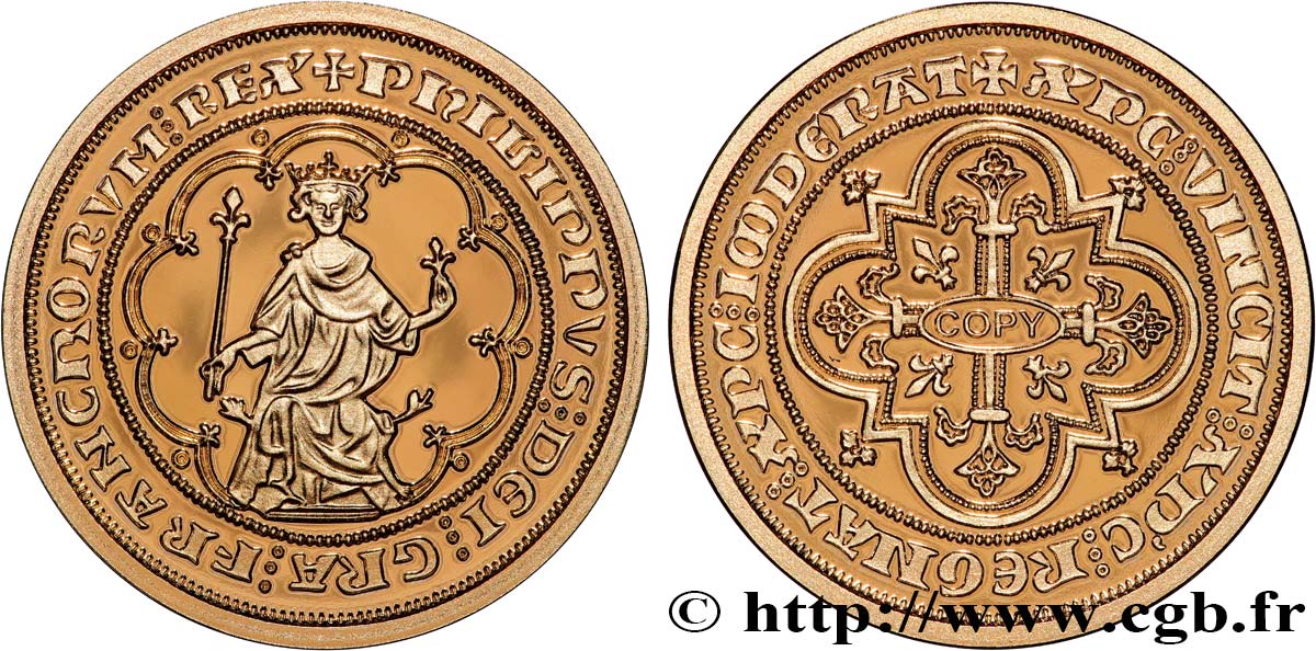 L OR DE LA FRANCE Médaille, Reproduction de monnaie, Masse d or de Philippe IV Proof set