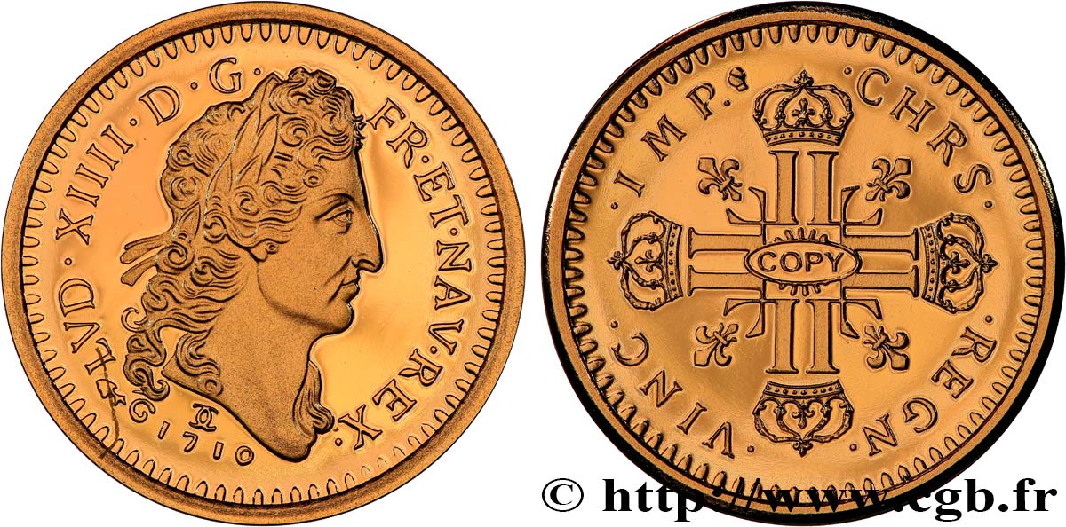 L OR DE LA FRANCE Médaille, Reproduction de monnaie, Double louis d or au soleil BE