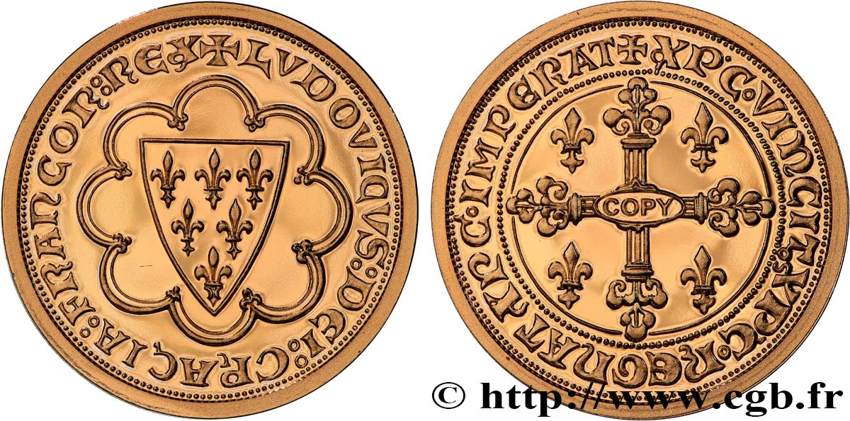 L OR DE LA FRANCE Médaille, Reproduction de monnaie, Ecu d’or de Saint Louis Proof set