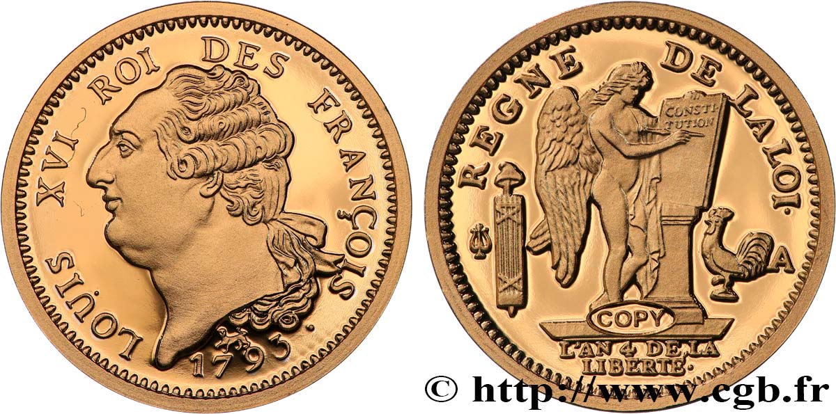 L OR DE LA FRANCE Médaille, Reproduction de monnaie, Louis d’or au génie BE