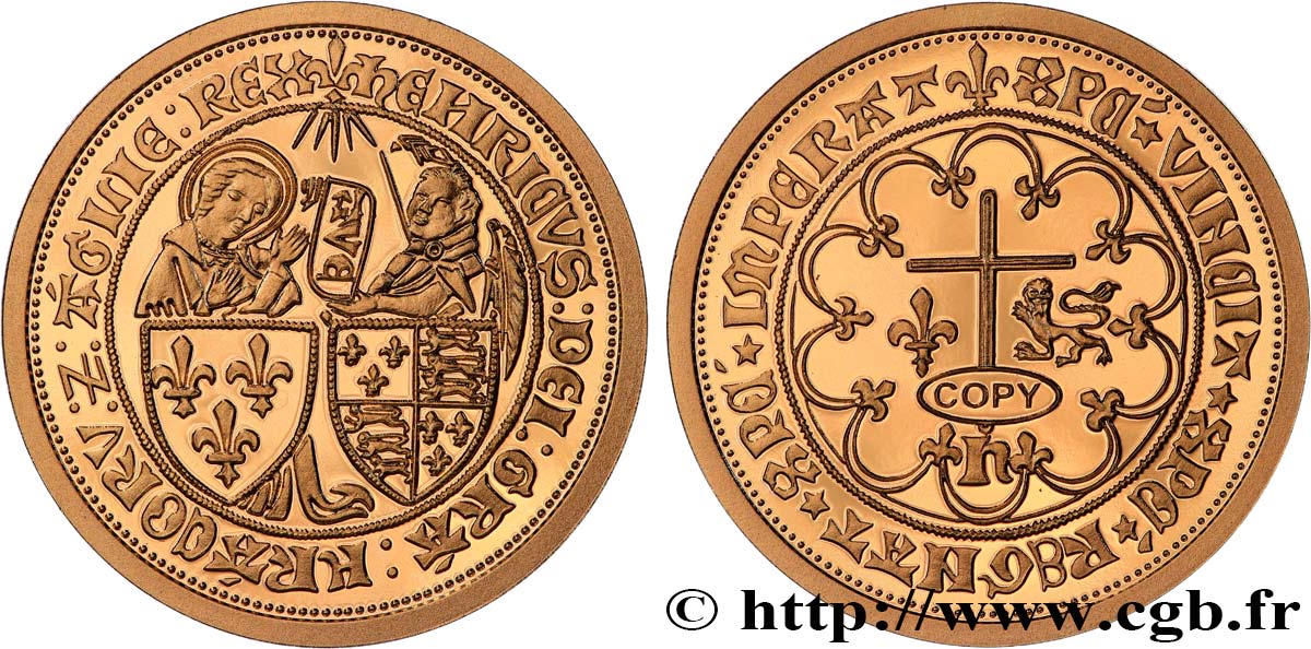 L OR DE LA FRANCE Médaille, Reproduction de monnaie, Salut d’or d’Henri VI BE