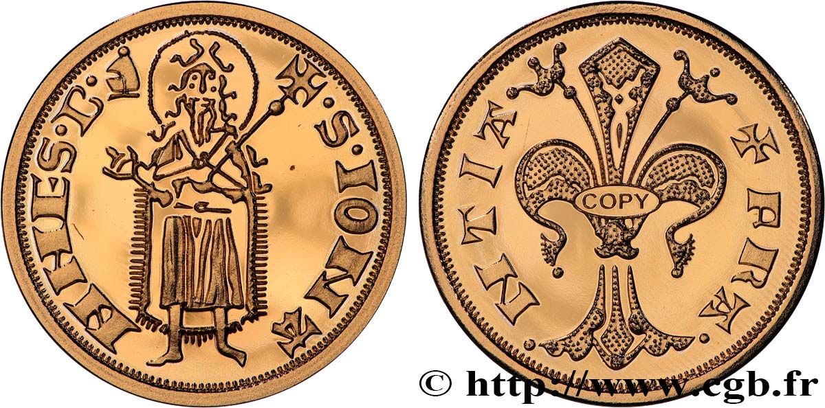 L OR DE LA FRANCE Médaille, Reproduction de monnaie, Florin d or de Jean II le Bon Prueba