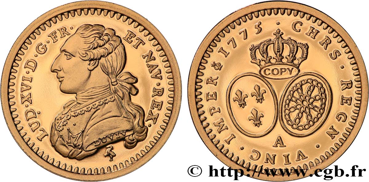 L OR DE LA FRANCE Médaille, Reproduction de monnaie, Demi-louis d’or aux écus ovales BE