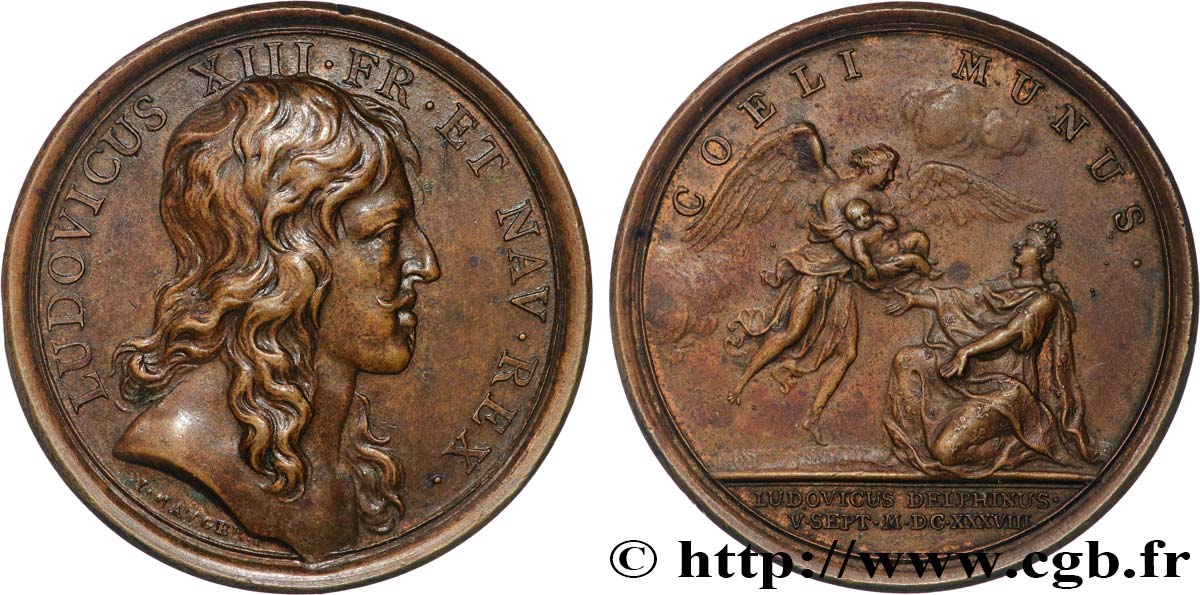 LOUIS XIV LE GRAND OU LE ROI SOLEIL Médaille, Naissance de Louis XIV TTB