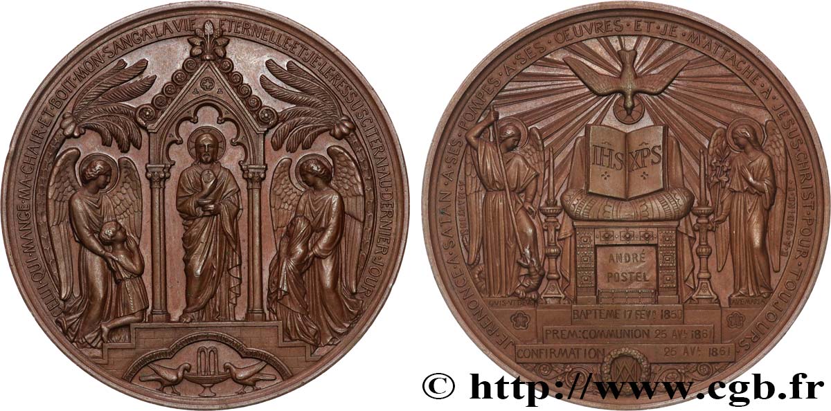 SECONDO IMPERO FRANCESE Médaille de Baptême, Communion et Confirmation q.SPL