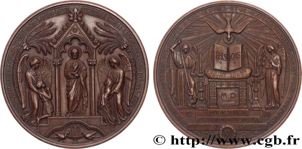 TERZA REPUBBLICA FRANCESE Médaille de Baptême, Communion et Confirmation q.SPL