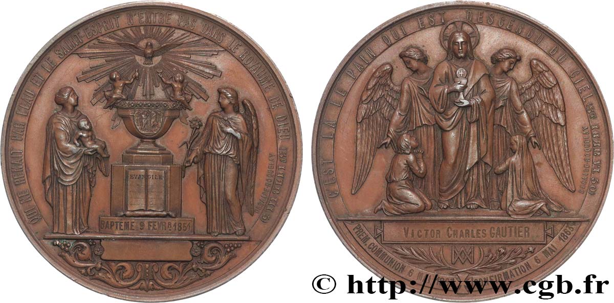 SECONDO IMPERO FRANCESE Médaille de baptême, communion et confirmation q.SPL