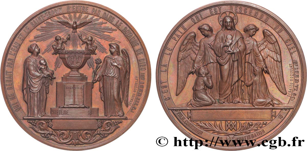 TERCERA REPUBLICA FRANCESA Médaille de baptême, communion et confirmation EBC