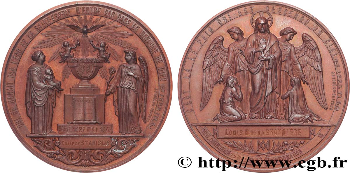 SECONDO IMPERO FRANCESE Médaille de baptême et première communion SPL