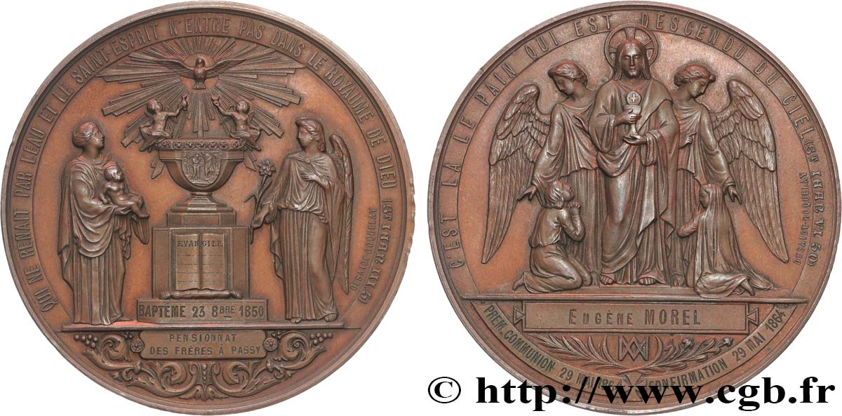 SECOND EMPIRE Médaille de baptême, communion et confirmation TTB+