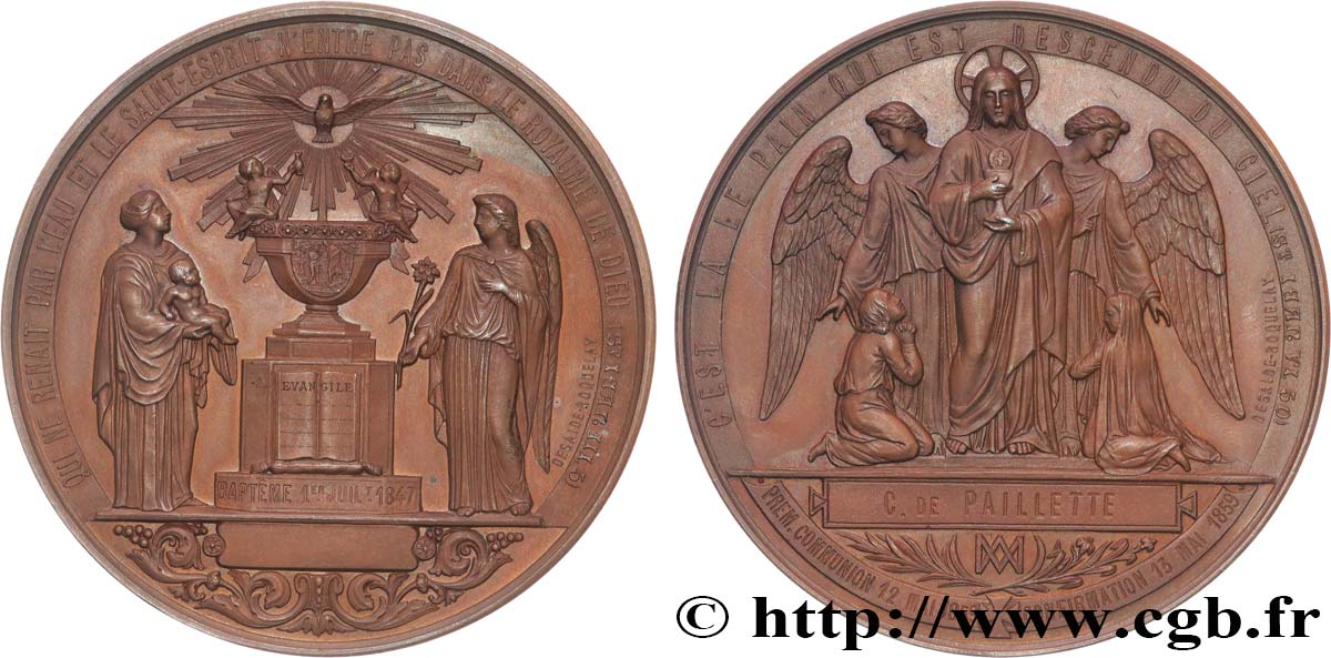 SECONDO IMPERO FRANCESE Médaille de baptême, communion et confirmation SPL