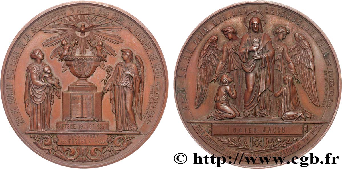 SECOND EMPIRE Médaille de baptême, communion et confirmation TTB+