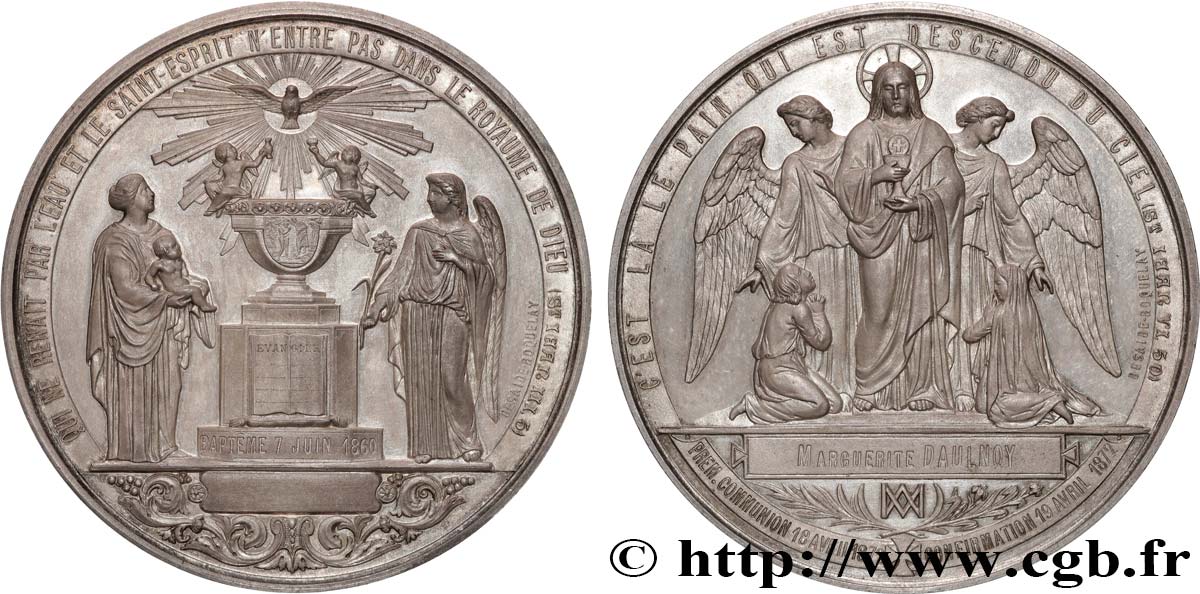 DRITTE FRANZOSISCHE REPUBLIK Médaille de baptême, communion et confirmation VZ