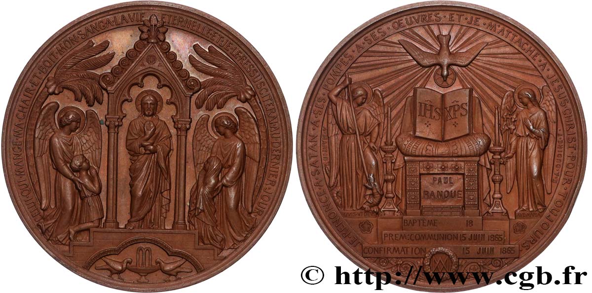 SEGUNDO IMPERIO FRANCES Médaille de Baptême, Communion et Confirmation EBC