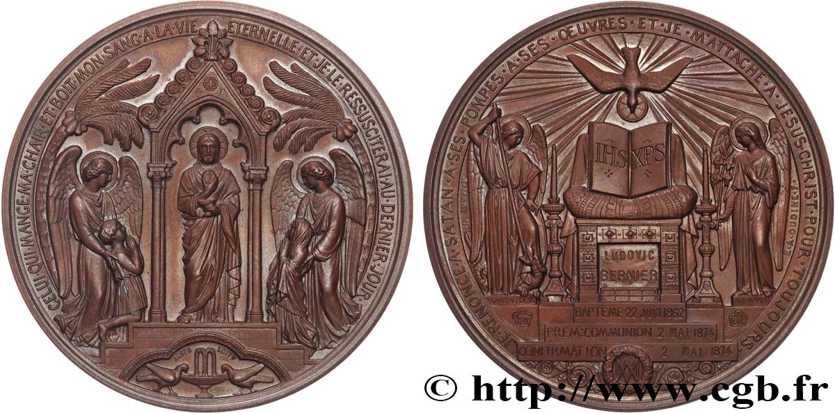 TERZA REPUBBLICA FRANCESE Médaille de Baptême, Communion et Confirmation SPL+