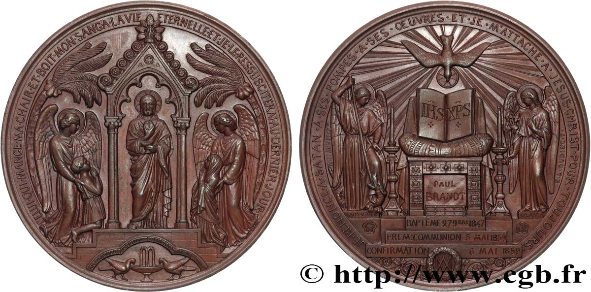 SEGUNDO IMPERIO FRANCES Médaille de Baptême, Communion et Confirmation MBC+