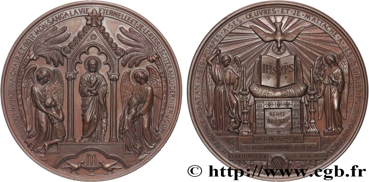 SECOND EMPIRE Médaille de Baptême, Communion et Confirmation AU
