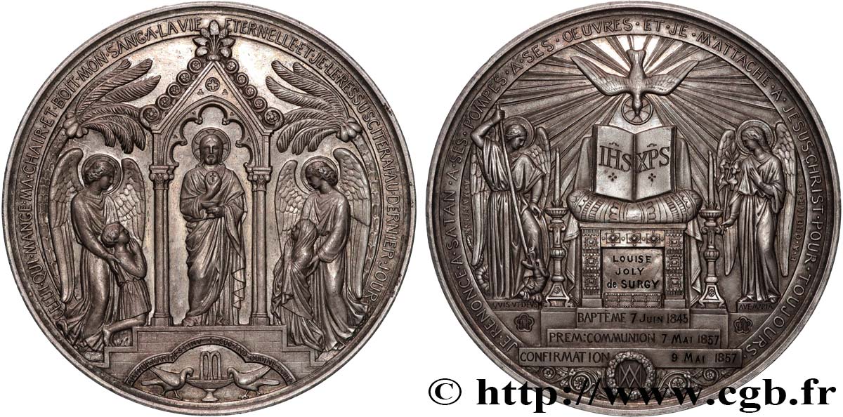 SECOND EMPIRE Médaille de Baptême, Communion et Confirmation TTB+