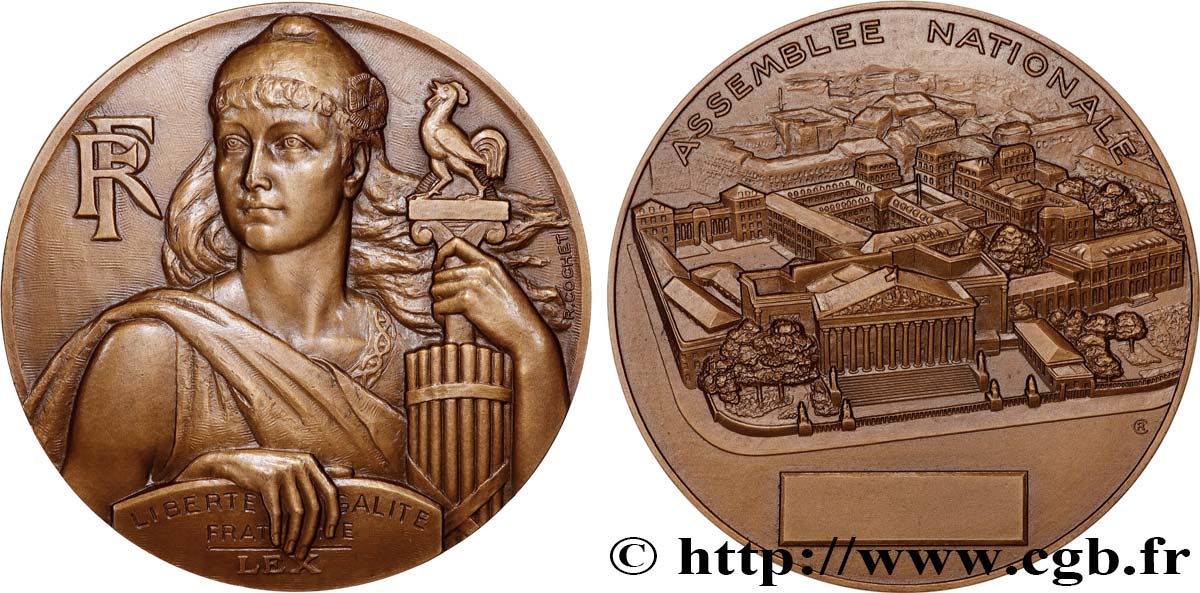 QUINTA REPUBLICA FRANCESA Médaille, Assemblée Nationale EBC