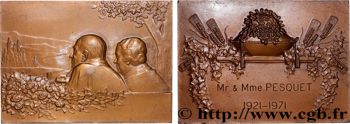 AMOUR ET MARIAGE Plaque, Noces d’or TTB