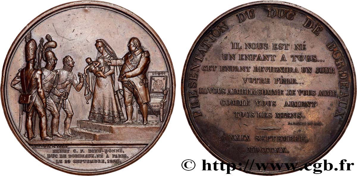 LUDWIG XVIII Médaille, Présentation du Duc de Bordeaux SS