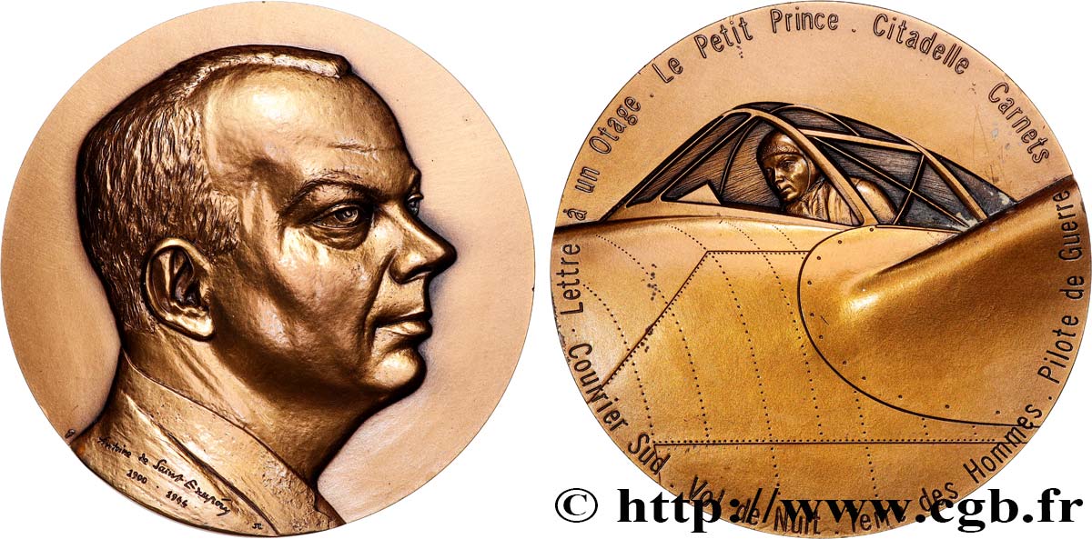 LITTÉRATURE : ÉCRIVAINS/ÉCRIVAINES - POÈTES Médaille, Antoine de Saint-Exupéry SUP