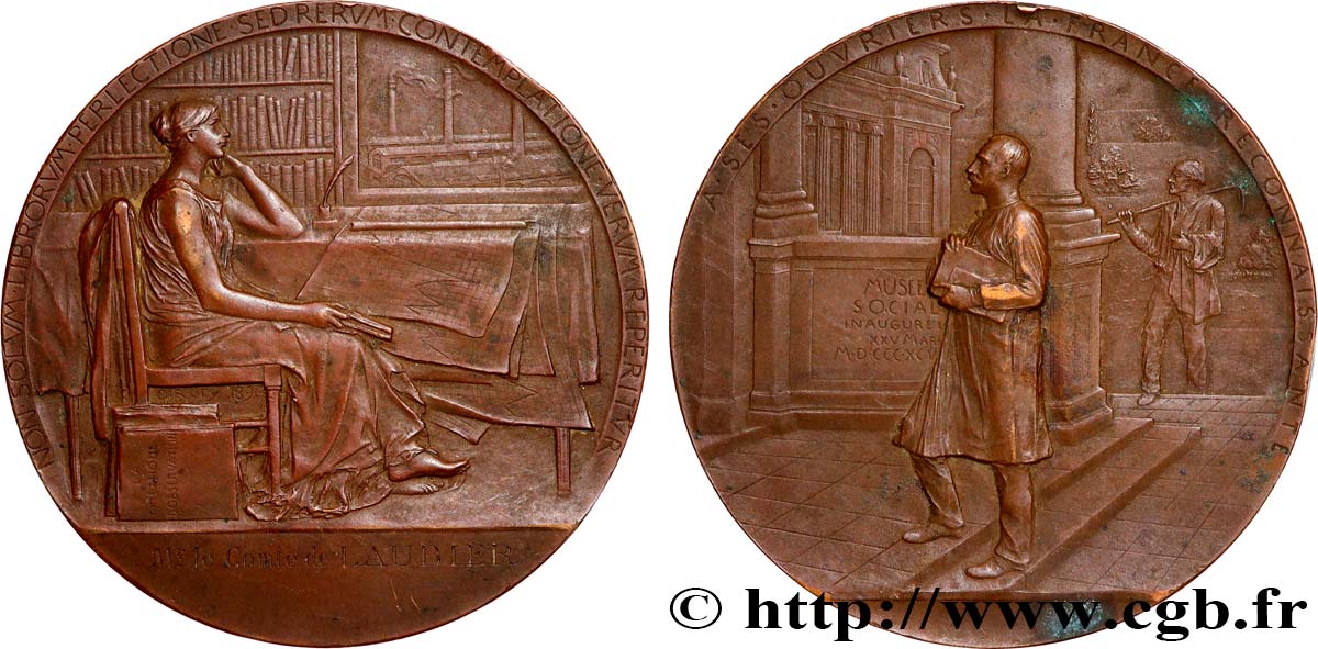 III REPUBLIC Médaille, Inauguration du musée social XF