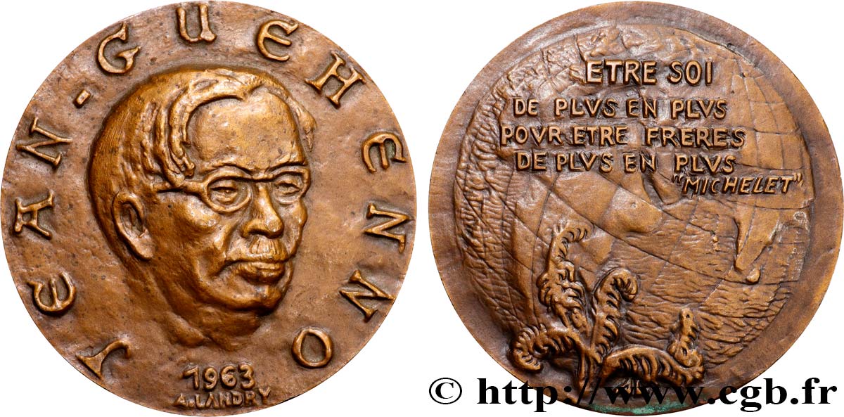 LITERATURE : WRITERS - POETS Médaille, Jean Guéhenno EBC