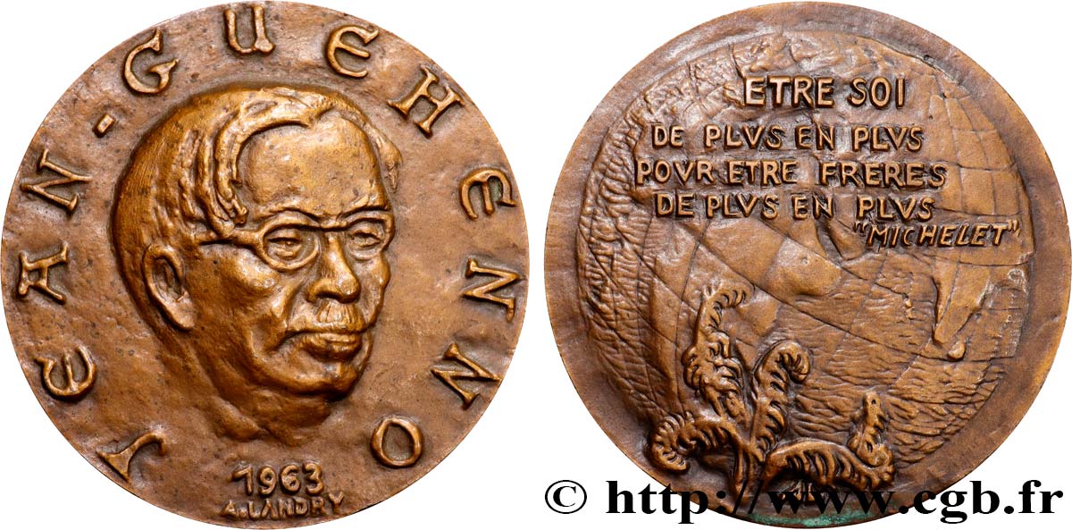 LITERATURE : WRITERS - POETS Médaille, Jean Guéhenno SPL