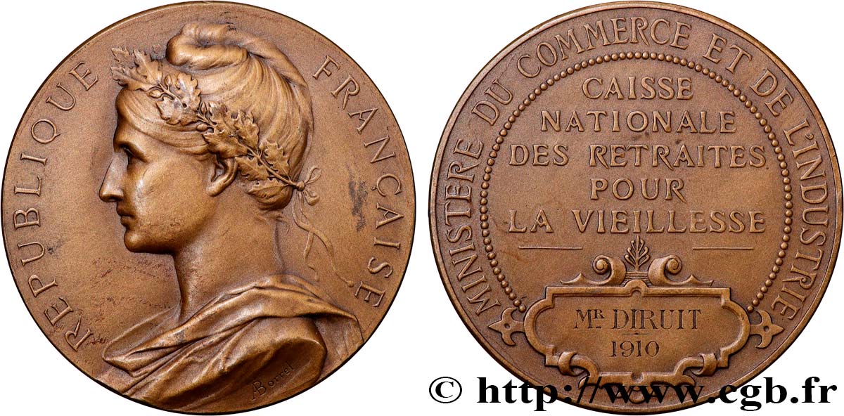 LES ASSURANCES Médaille, Caisse nationale des retraites pour la viellesse fVZ