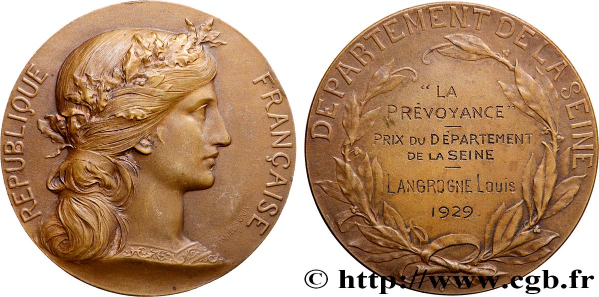 ASSURANCES Médaille, La Prévoyance, Prix du département de la Seine TTB+