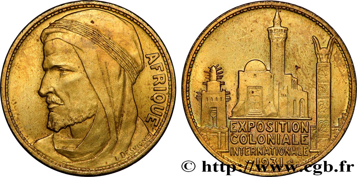 TROISIÈME RÉPUBLIQUE Médaille, Exposition Coloniale Internationale - Afrique TTB