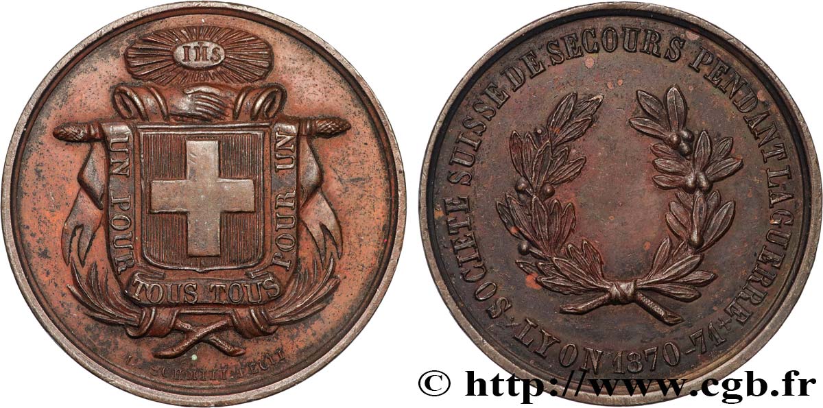 TROISIÈME RÉPUBLIQUE Médaille, Société suisse de secours TTB