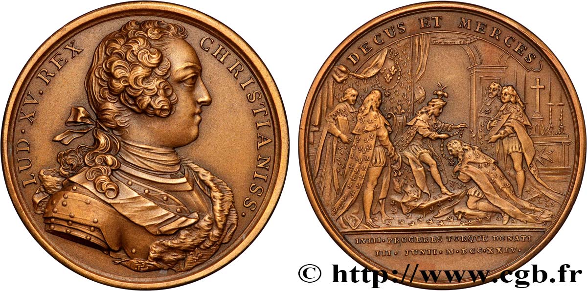 LOUIS XV DIT LE BIEN AIMÉ Médaille, Promotion de chevaliers de l’Ordre du Saint-Esprit, refrappe SPL