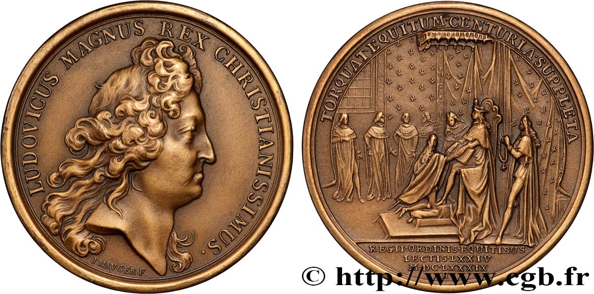 LOUIS XIV LE GRAND OU LE ROI SOLEIL Médaille, Promotion de soixante-quatorze chevaliers du Saint-Esprit, refrappe SUP
