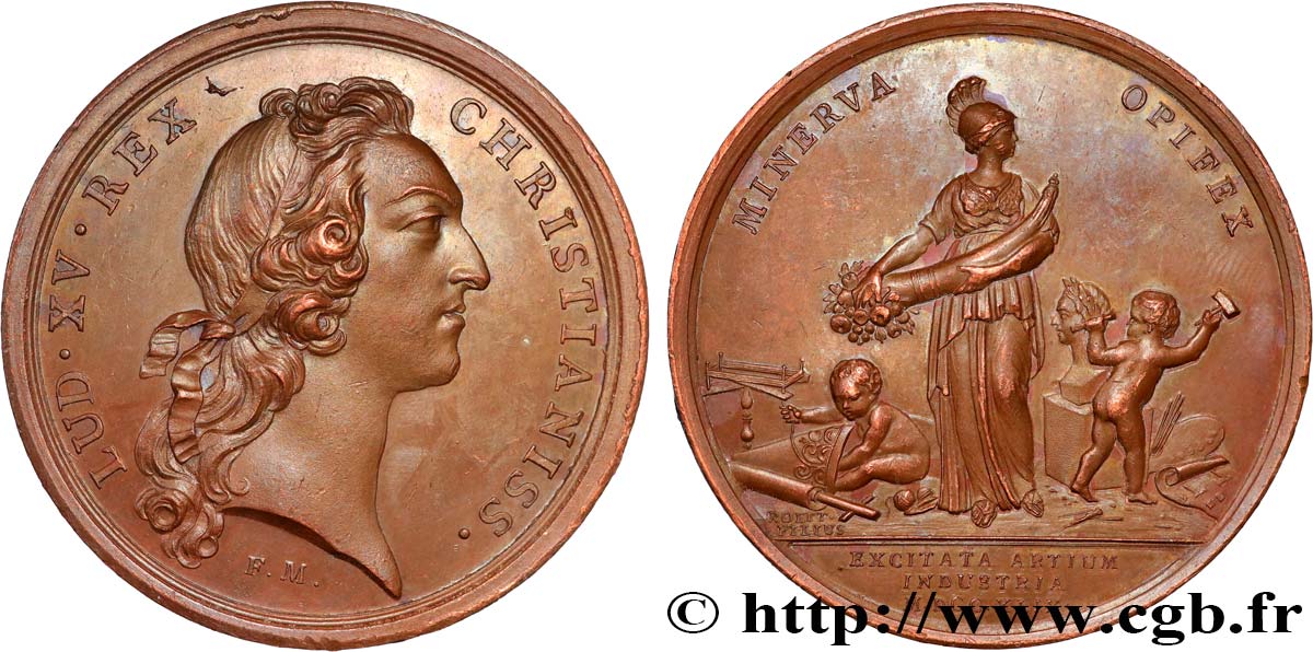 LOUIS XV THE BELOVED Médaille, Protection des arts et des manufactures AU