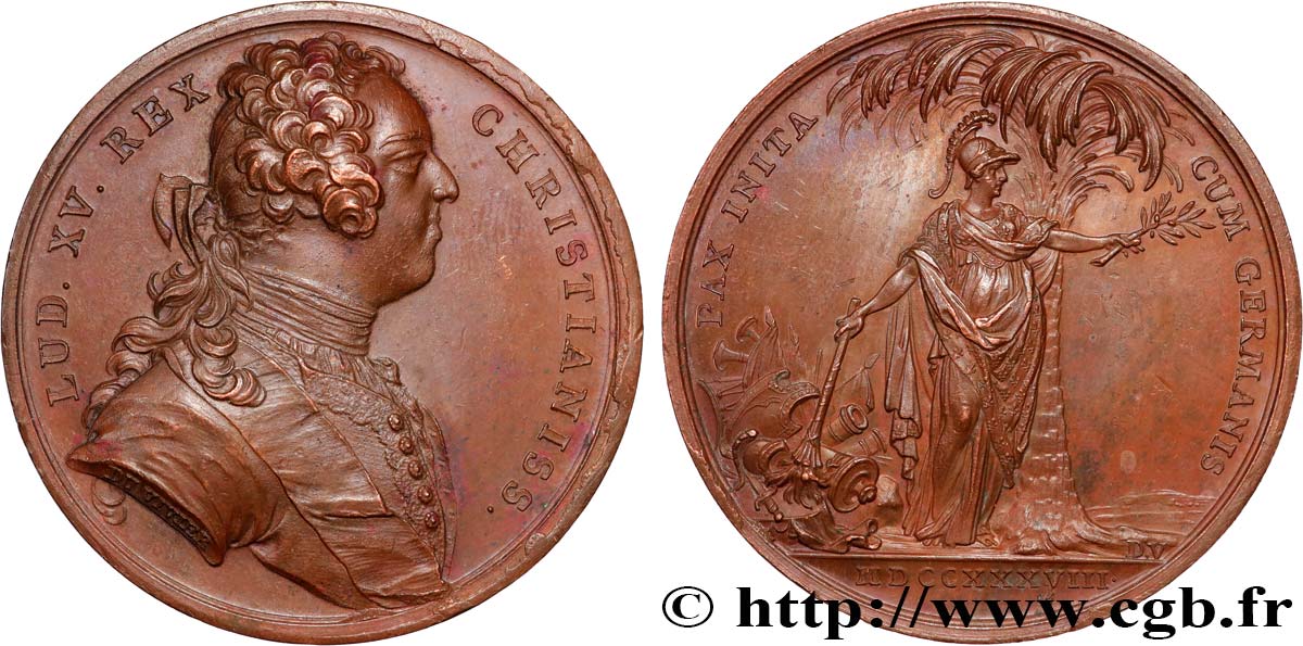 LOUIS XV THE BELOVED Médaille, Paix conclue avec l’Allemagne AU