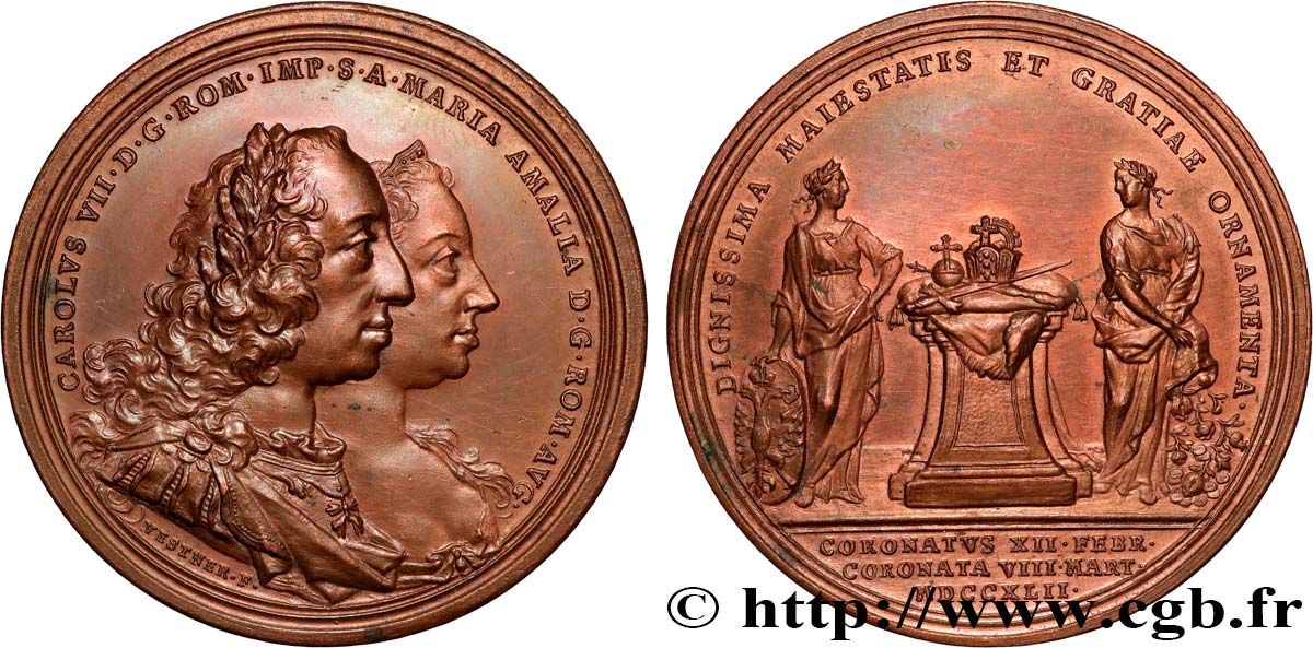 GERMANY - ELECTORATE OF BAVARIA - CHARLES ALBERT Médaille de couronnement AU