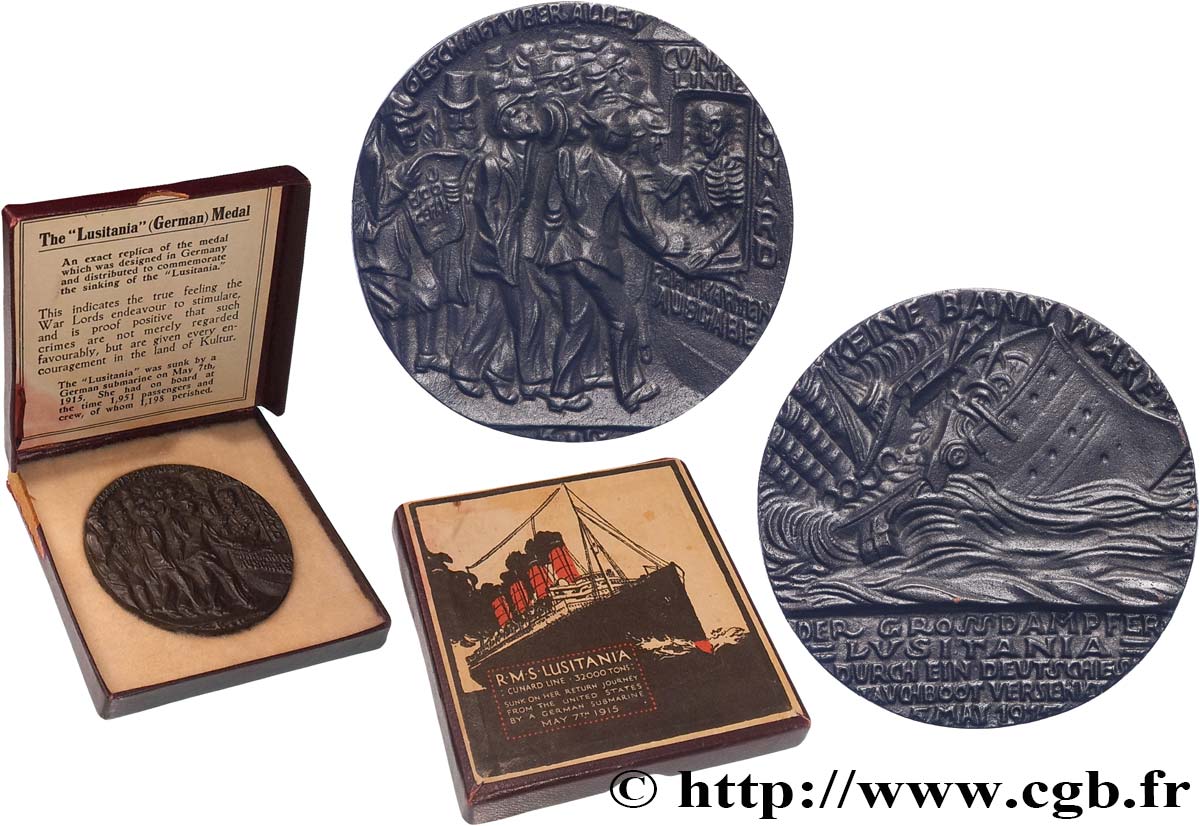 DRITTE FRANZOSISCHE REPUBLIK Médaille, Torpillage du Lusitania VZ