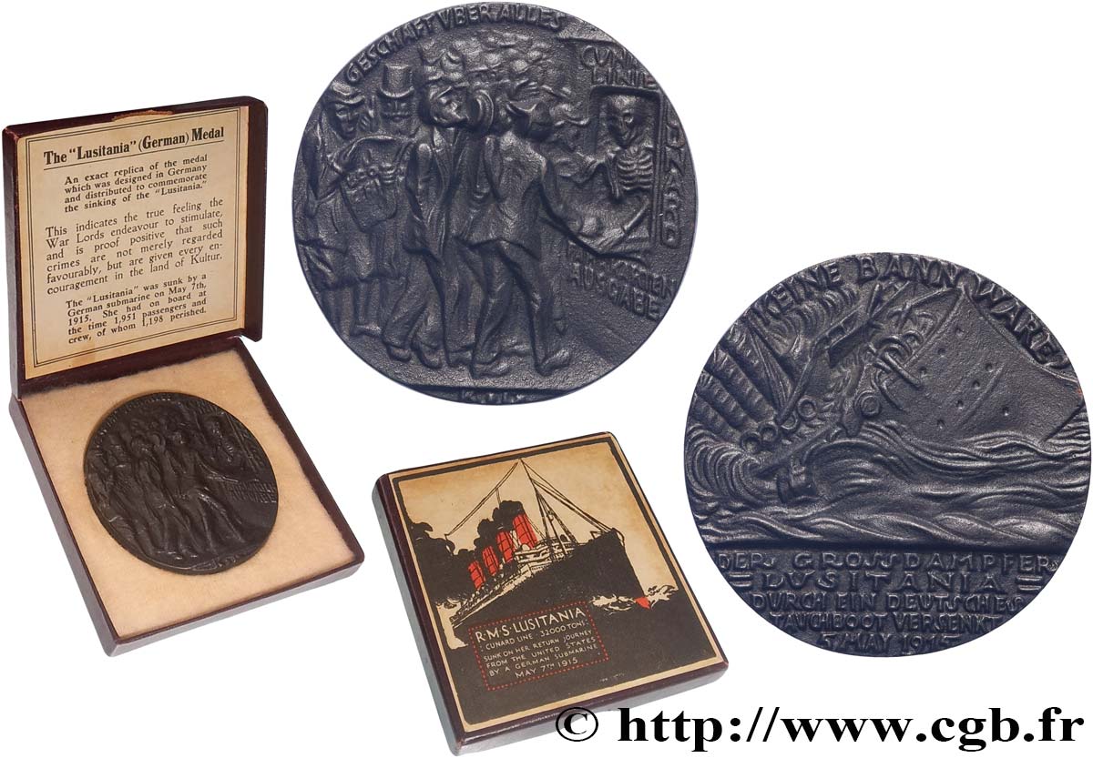 TROISIÈME RÉPUBLIQUE Médaille, Torpillage du Lusitania SUP
