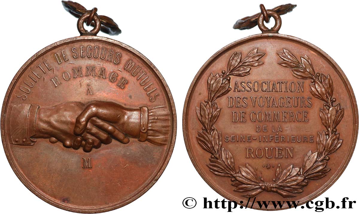 ASSURANCES Médaille, Association des voyageurs de commerce de la Seine-Inférieure TTB+