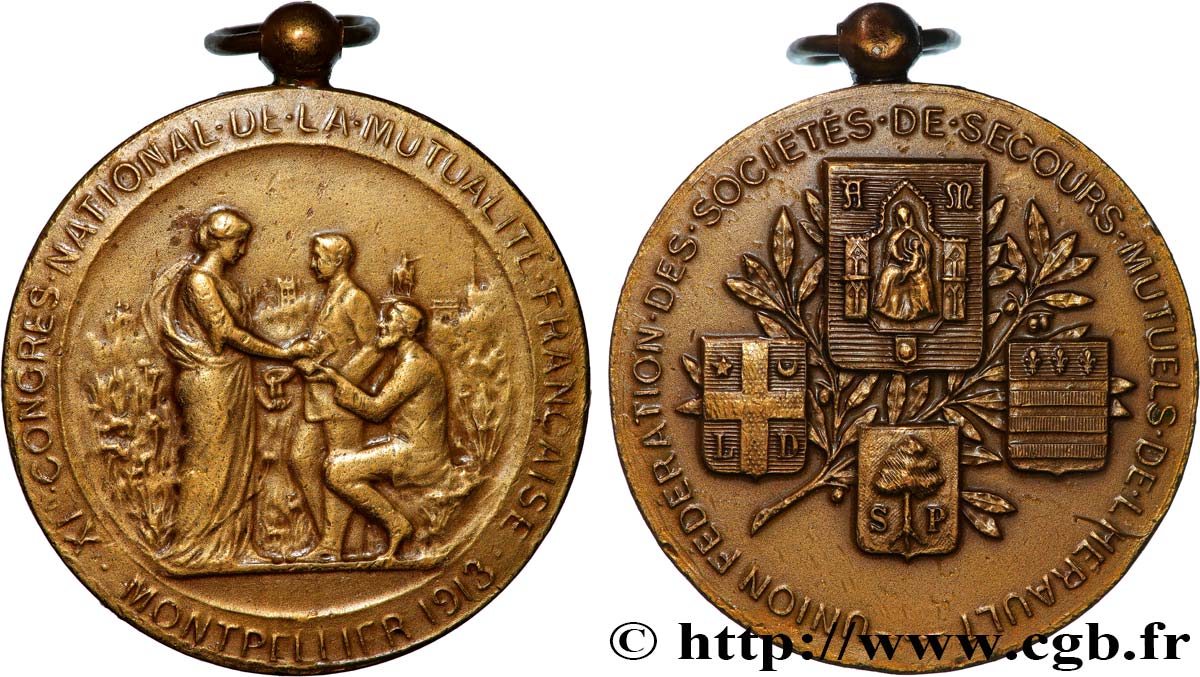Médaille Militaire Française ― Union Des Sociétés D'Instruction Militaire De France ― Bronze, Modèle Dubois (153-47)