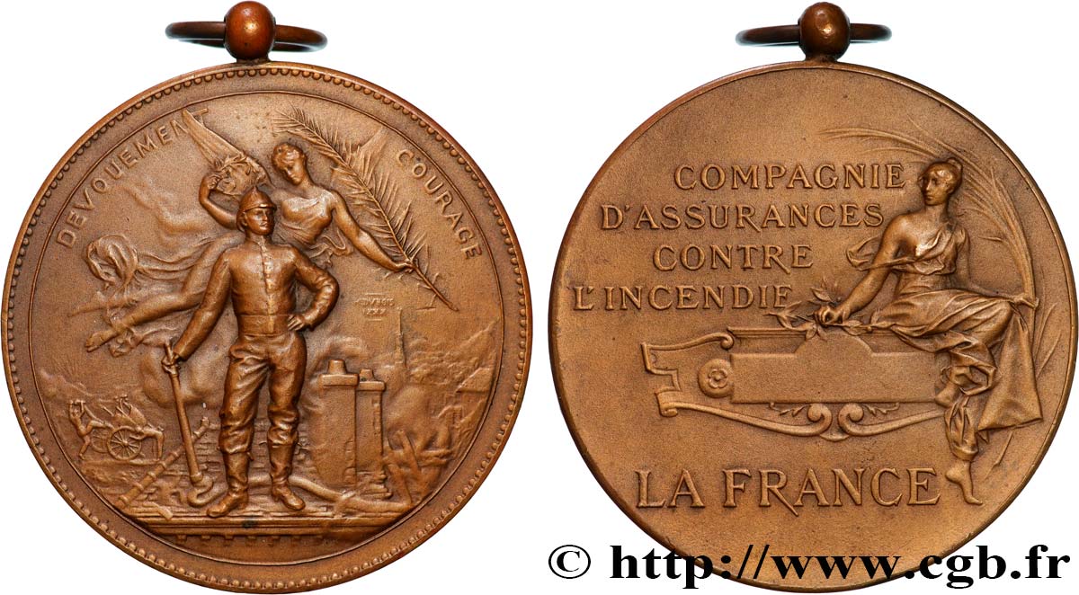 INSURANCES Médaille, Compagnie d’assurances contre l’incendie, La France AU/XF