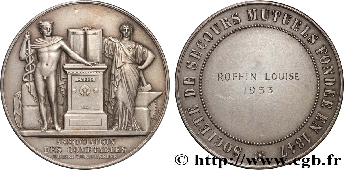 VIERTE FRANZOSISCHE REPUBLIK Médaille de récompense, Société de secours mutuels, Association des comptables fVZ