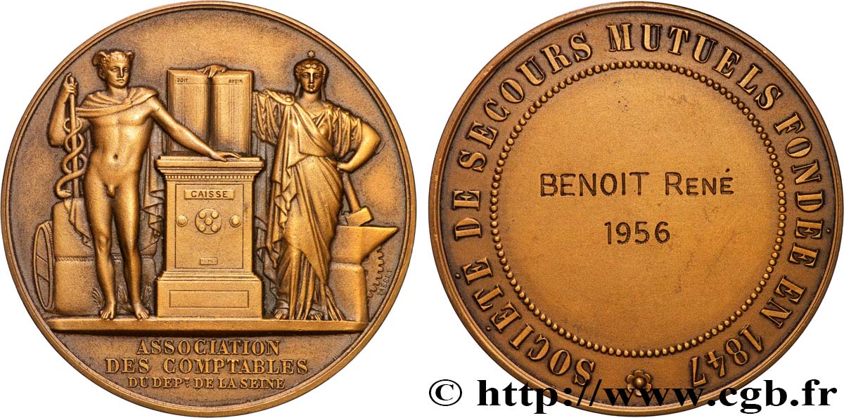 QUATRIÈME RÉPUBLIQUE Médaille de récompense, Société de secours mutuels, Association des comptables SUP