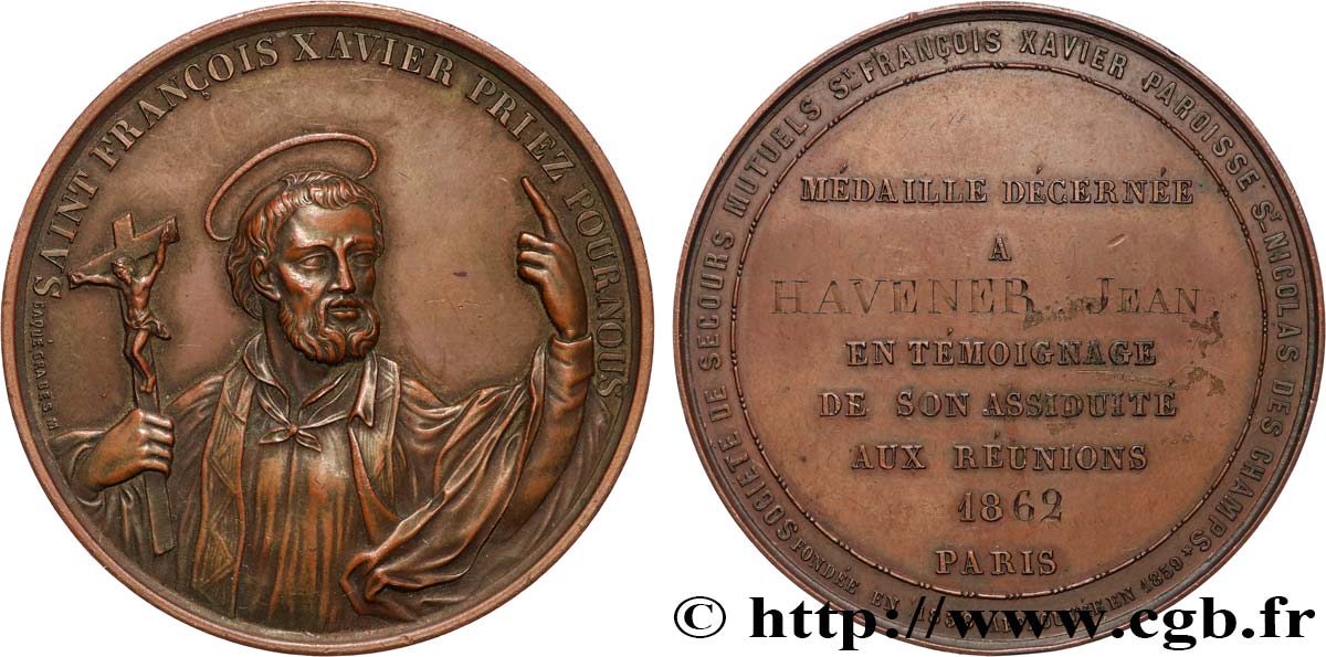 ZWEITES KAISERREICH Médaille, Société de secours mutuels St François-Xavier SS